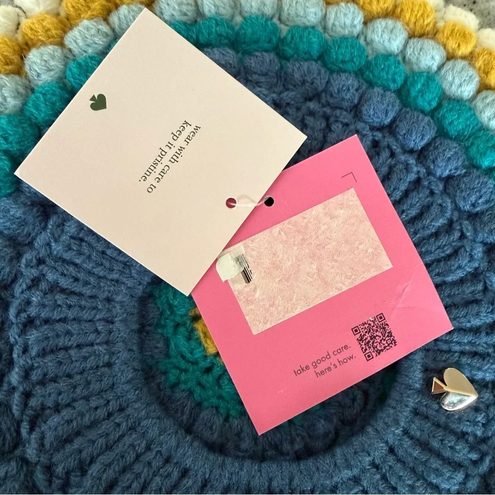 Kate Spade New York's Crochet Bobble Beret Blue Multi NWT